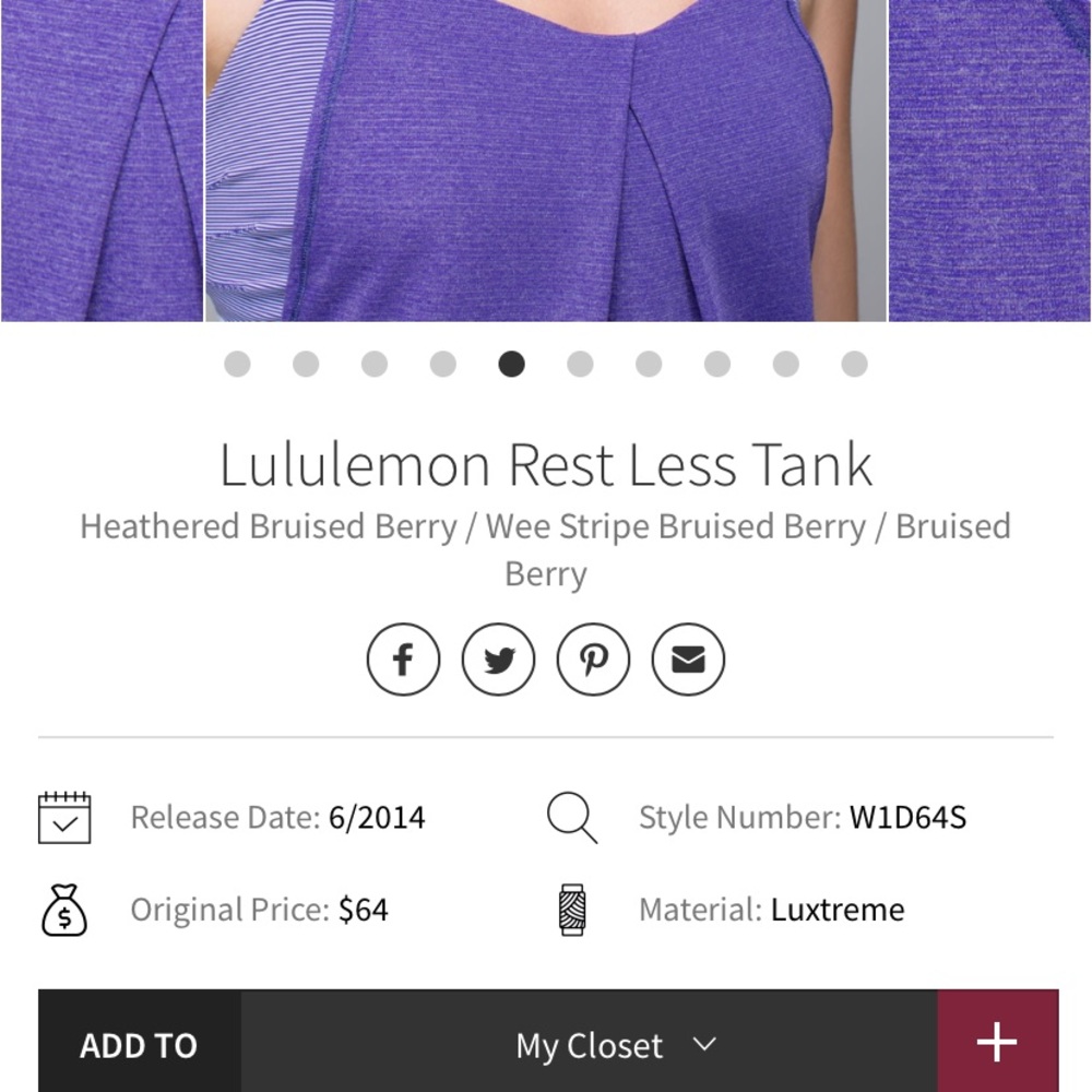 EUC* LULULEMON REST LESS TANK - Picture 3 of 8